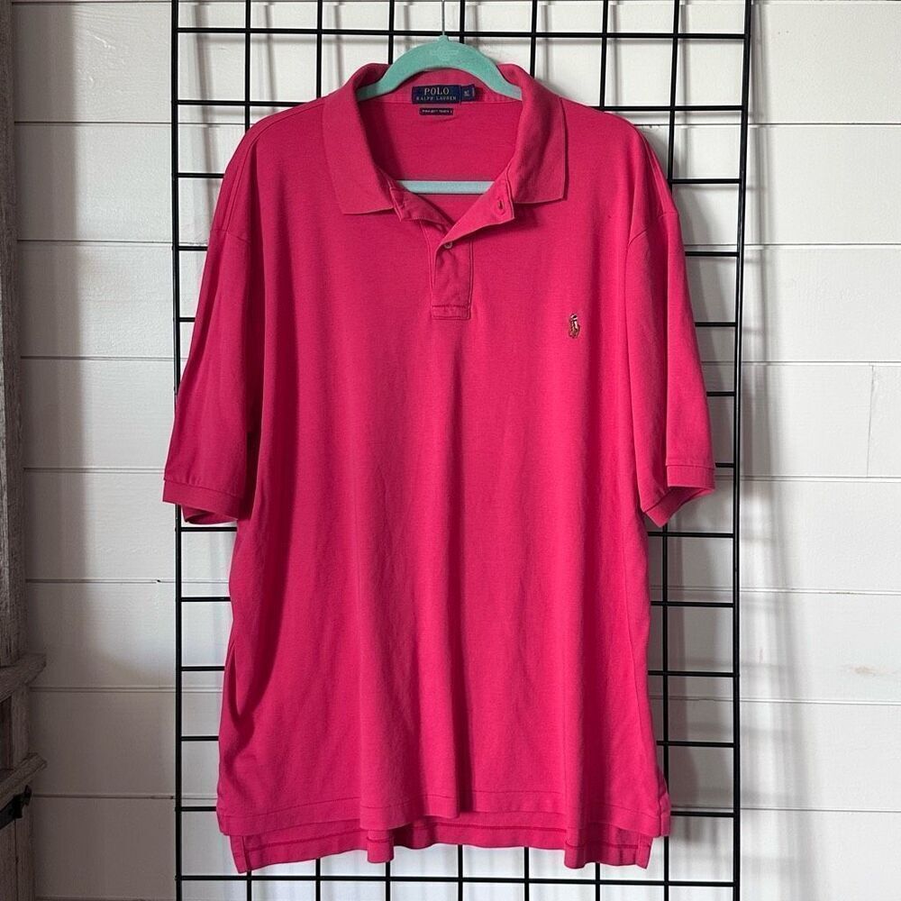Polo Ralph Lauren Polo Shirt Mens XLT Pink Casual Coastal‎ Pima Cotton Tall